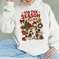 Festive Holiday Hooded Sweatshirt, Tis the Season Christmas Hoodie, Comfy Xmas Graphic Pullover, Winter Graphic Hoodie, Christmas Present