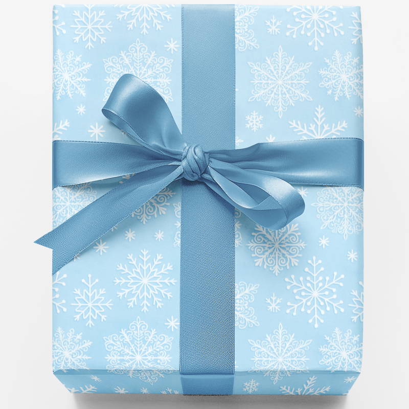 Ice Blue Winter Gift Wrap, Snowflake Wrapping Paper, Christmas Snowflake Gift Wrapping Paper, Holiday Present Wrap, Winter Wonderland Paper
