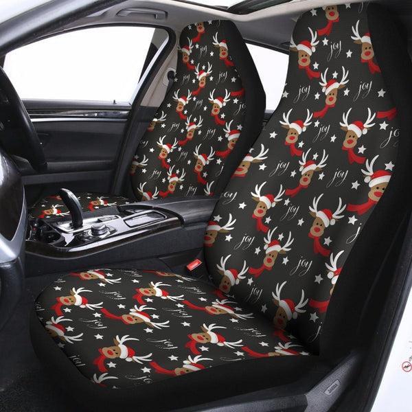 Holiday Reindeer Seat Covers, Christmas Reindeer Car Seat Covers, Festive Winter Polar Fleece Car Seat Cover Set, Xmas Vehicl