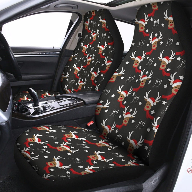 Holiday Reindeer Seat Covers, Christmas Reindeer Car Seat Covers, Festive Winter Polar Fleece Car Seat Cover Set, Xmas Vehicle Present