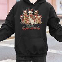 Reindeer Dog Lover Hooded Sweatshirt, Merry Christmas Dogs Hoodie, Festive Puppy Holiday Pullover, Adorable Xmas Dog Mom Winter Present