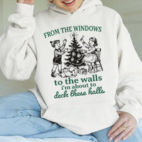 Hip Hop Holiday Pun Sweatshirt, Deck the Halls Rap Humorous Christmas Hoodie, Retro Xmas Party Hooded Pullover, Ugly Christmas Humor Sweatshirt