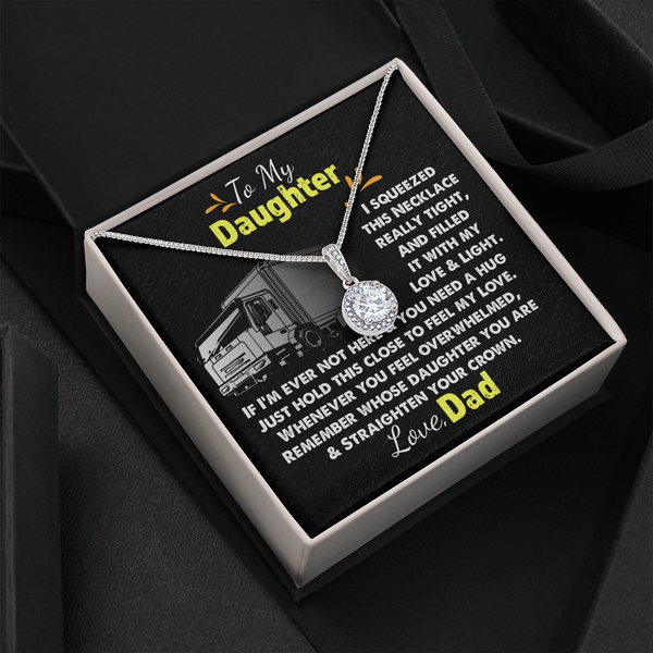 Trucker Dad Message Card Necklace, To My Daughter Necklace, White Gold Pendant, Sentimental Daughter Jewelry, Birthday Christ