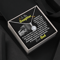 Trucker Dad Message Card Necklace, To My Daughter Necklace, White Gold Pendant, Sentimental Daughter Jewelry, Birthday Christmas Present