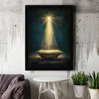 Holy Family Manger Wall Decor, Nativity Scene Star of Bethlehem Canvas Print, Christian Christmas Canvas Art, Religious Faith Holiday Present