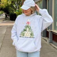 Watercolor Church Tree Hoodie, Oh Come Let Us Adore Him Hoodie, Religious Christian Sweatshirt, Faith Christmas Hoodie, Present for Women