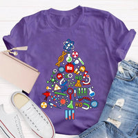 Scientific Instruments Holiday Tree Shirt, Science Teacher Christmas T-Shirt, STEM Chemistry Graphic Tee, Xmas Teacher Present