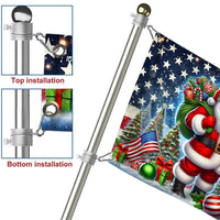 Double Sided American Winter Yard Flag, Patriotic Santa Claus Snowman Christmas House Flag, Holiday Porch Garden Flag Decor