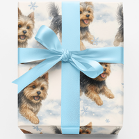 Yorkie Christmas Gift Wrap, Yorkshire Terrier Wrapping Paper, Snowy Dog Holiday Wrapping Paper, Dog Lover Xmas Gift Wrap, Pet Present Paper