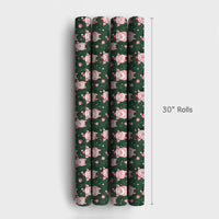 Santa Hat Pig Holiday Gift Wrap, Adorable Christmas Pigs Wrapping Paper, Humorous Animal Christmas Wrapping Paper, Winter Present Gift Wrap
