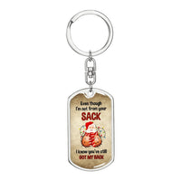 Santa Pun Christmas Keychain, Humorous Step Dad Keychain, Bonus Dad Dog Tag Keychain, Meaningful Stepdad Present from Daughter Son