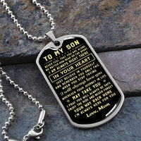Sentimental Message Tag Necklace, To My Son Dog Tag Necklace, Christmas Present from Mom, Meaningful Birthday Son Pendant, Son Tag Necklace