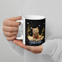 Kitten in Snowy Winter Scene Coffee Mug, Adorable Ginger Cat Christmas Mug, Comfy Holiday Ceramic Cup, Xmas Present for Cat Lovers