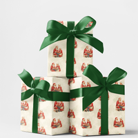 Holiday Art Gift Wrap, Santa and Mrs Claus Pottery Wrapping Paper, Festive Christmas Present Wrapping Paper, Xmas Gift Wrapping Paper