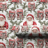 Santa Claus Trucker Gift Wrap, Semi Truck Christmas Wrapping Paper, Big Rig Holiday Wrapping Paper, Truck Driver Christmas Wrapping Paper