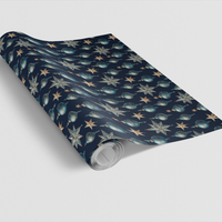Holiday Ornament and Stars Gift Wrap, Navy Blue Christmas Wrapping Paper, Elegant Winter Wrapping Paper, Festive Xmas Gift Wrap Roll