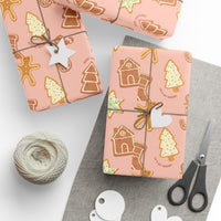 Adorable Holiday Cookie Gift Wrap Roll, Gingerbread Christmas Wrapping Paper, Festive Xmas Wrapping Paper, Holiday Present Supplies
