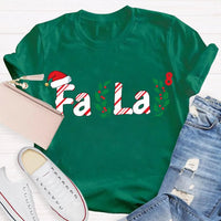 Fa La La Santa Hat Math Equations Shirt, Math Teacher Christmas T-Shirt, Humorous Holiday Mathematics Graphic Tee, Teacher Xmas Present