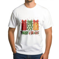 Festive Holiday Bottles Bow Shirt, Merry and Bright Christmas T-Shirt, Adorable Coquette Winter Graphic Tee, Xmas Holiday Season Present for Her