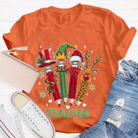 Reindeer Antlers Educator Graphic Tee, Christmas Pencil Deer Teacher Shirt, Festive Classroom Holiday T-Shirt, Teacher Xmas Present
