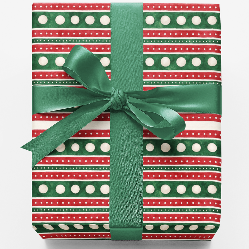 Christmas Polka Dot Gift Wrap, Peppermint Candy Wrapping Paper, Sweet Treat Holiday Wrapping Paper, Festive Xmas Present Paper Roll