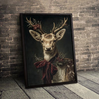 Holiday Deer Canvas Print, Christmas Reindeer Canvas Wall Art, Festive Winter Animal Canvas Wall Art, Xmas Home Decor Present