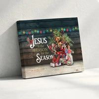 Christian Christmas Canvas Wall Art, Jesus Is the Reason for the Season Canvas, Red Cardinal Holiday Canvas Print, Religious Xmas Decor