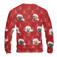 Personalized Pet Face Santa Hat Sweatshirt, Custom Dog Photo Sweatshirt, Humorous Dog Lover Christmas Sweatshirt, Custom Holiday Sweater