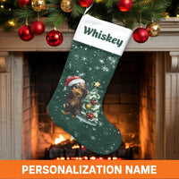 Yorkshire Terrier Santa Stocking, Personalized Yorkie Christmas Stocking, Custom Dog Holiday Stocking, Velboa Mantel Decor, Dog Lover Present