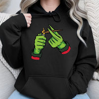 Stoner Christmas Graphic Pullover, Green Monster Hand Hoodie, Humorous Weed Smoker Hoodie, Holiday Christmas Hoodie, Green Monster Present