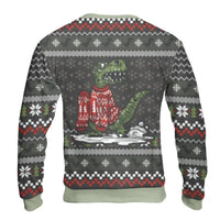 Humorous Dinosaur Sweatshirt, T-Rex Ugly Christmas Sweatshirt, Retro Dino Holiday Sweater, Adorable T Rex Xmas Sweatshirt, Dino Lover Present