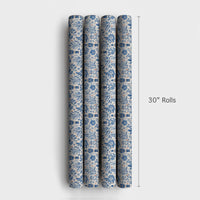 Watercolor Toile Christmas Gift Wrap, Blue Nutcracker Wrapping Paper, Nutcracker Soldier Wrapping Paper, Floral Holiday Gift Wrap Paper