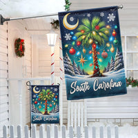 Palmetto Palm Tree Holiday Yard Flag, South Carolina Christmas Garden Flag, Double-Sided Coastal Winter Lawn Flag