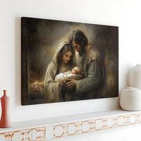 Holy Family Christmas Canvas Wall Art, Nativity Scene Canvas Print, Christian Holiday Decor, Religious Baby Jesus Home Present