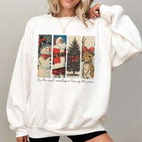 Retro Santa Snowman Reindeer Sweater, Vintage Christmas Sweatshirt, Nostalgic Holiday Graphic Pullover, Winter Xmas Crewneck, Christmas Present