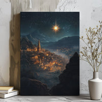 Nativity Village Canvas Print, Star of Bethlehem Canvas Art, Bethlehem Scene Wall Art, Star of Bethlehem Canvas Decor, Christmas Wall Decor