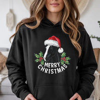 Santa Hat Equestrian Hooded Sweatshirt, Horse Merry Christmas Hoodie, Festive Horse Lover Pullover Hoodie, Adorable Winter Holiday Present for Her