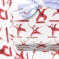 Humorous Fitness Santa Wrapping Paper, Yoga Poses Santa Wrapping Paper, Holiday Yogi Christmas Wrapping Paper, Namaste Santa Gift Wrap Roll