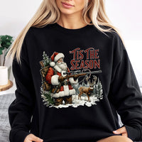 Santa Buck Hunter Christmas Sweater, Tis the Season Deer Hunting Sweatshirt, Humorous Hunting Holiday Crewneck, Outdoorsman Xmas Present