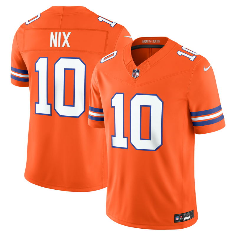 Denver Broncos Bo Nix Orange Alternate Mile High Collection 1977 Throwback Stitched Limited Jersey