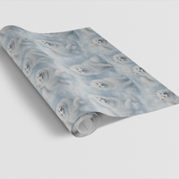 Winter Holly Christmas Gift Wrap Roll, American Eskimo Dog Wrapping Paper, Snowy Pet Breed Holiday Wrapping Paper, Dog Lover Present Wrap