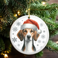 Santa Hat Puppy Ceramic Ornament, Adorable Beagle Christmas Ornament, Winter Dog Tree Hanging Ornament, Pet Lover Holiday Decor Present Keepsake