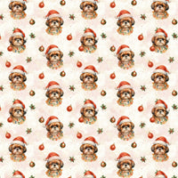 Adorable Santa Dog Holiday Gift Wrap, Shih Tzu Christmas Wrapping Paper, Festive Puppy Gift Wrapping Paper, Dog Lover Xmas Present Paper Roll