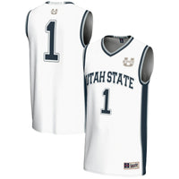 #1 Utah State Aggies Lightweight Basketball Jersey - White