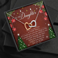 Double Heart Pendant Necklace, To My Daughter Interlocking Hearts Necklace, Cubic Zirconia Heart Necklace, Christmas Present from Dad for Her