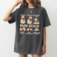 Humorous Medical Christmas Tee, Snowman Pain Scale T-Shirt, Melting Snowman Nurse Doctor Graphic Shirt, Winter Healthcare Worker Present T-Shirt
