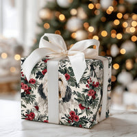 Christmas Dog Gift Wrap, Old English Sheepdog Wrapping Paper, Holiday Floral Wrapping Paper, Dog Lover Present Wrap, Winter Gift Wrap Roll