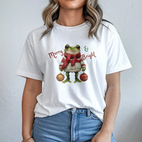 Festive Toad Graphic Tee, Merry and Bright Christmas Frog Shirt, Retro Christmas Frog T-Shirt, Adorable Animal Xmas Tee, Holiday Frog Lover Present