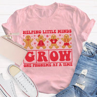 SLP Holiday T-Shirt, Speech Pathologist Christmas Shirt, Helping Little Minds Grow One Phoneme at a Time Tee, Speech Therapy Christmas Tee