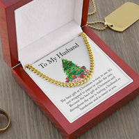 Husband Holiday Chain, Christmas Cuban Link Chain Necklace, Mens Cuban Link Jewelry, Personalized Husband Necklace, Christmas Present for Him